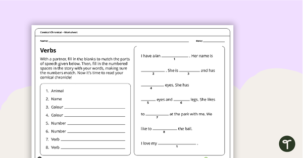 Go to Comical Chronicle Worksheets – Year 1 teaching resource