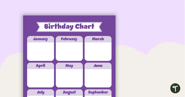 Plain Purple - Birthday Chart teaching resource
