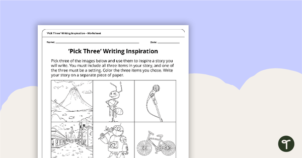 Preview image for 'Pick Three' Writing Inspiration Worksheet - teaching resource