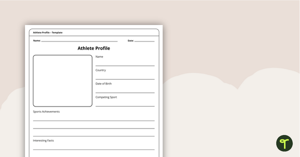 Preview image for Athlete Profile Template - teaching resource