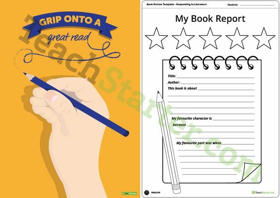 Pencil Themed - Book Report Template and Poster teaching resource