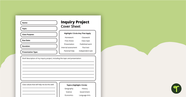 Preview image for Inquiry Project - Template - teaching resource