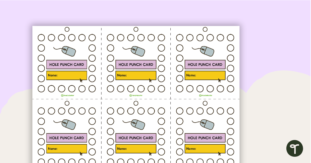 Computer Hole Punch Cards teaching resource