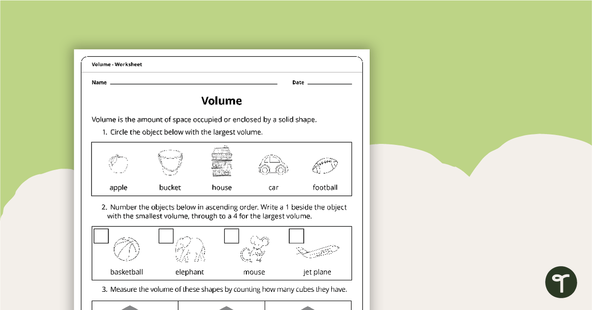 Volume Worksheet teaching resource