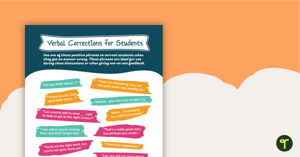 Verbal Corrections for Students - Teacher Guide teaching resource