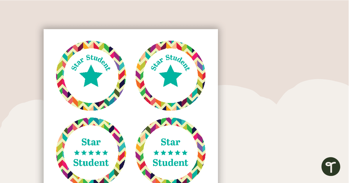 Bright Chevron - Star Student Badges teaching resource