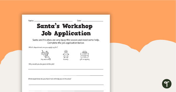 Santa's Workshop Job Application teaching resource
