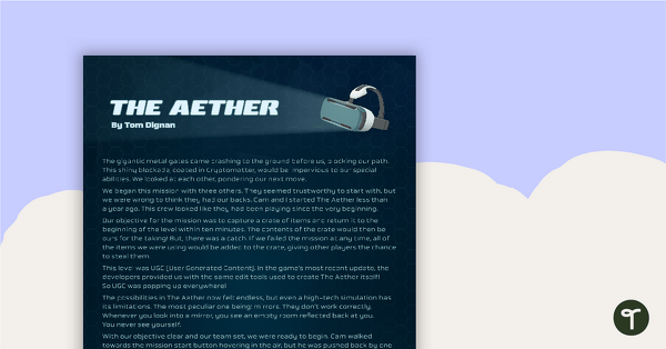 Go to The Aether – Worksheet teaching resource