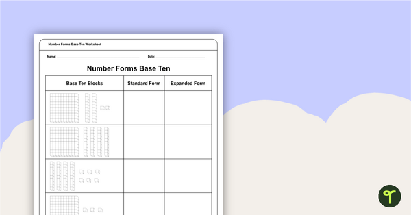 using base 10 blocks worksheets