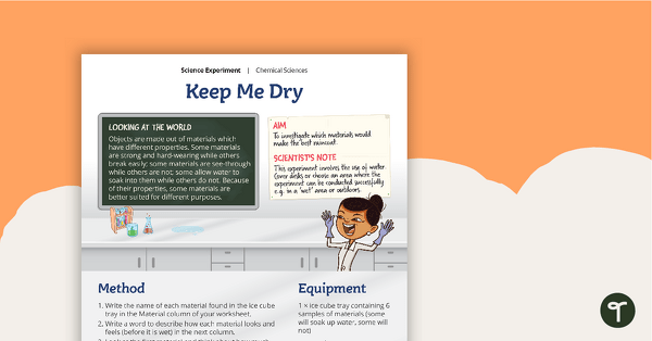 Preview image for Science Experiment - Keep Me Dry - teaching resource