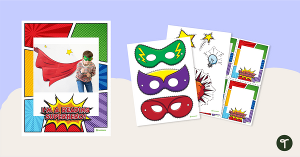 "I'm a Reading Superhero" - Photo Props and Display teaching resource
