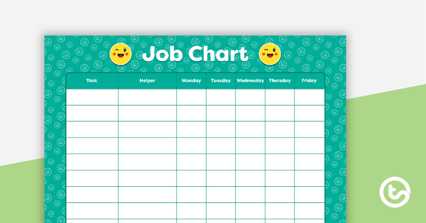 Green Emoji - Landscape Job Chart teaching resource