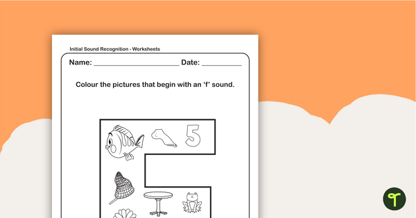 Initial Sound Recognition Worksheet - Letter F teaching resource