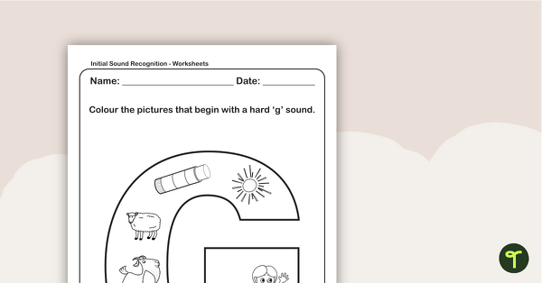 Go to Initial Sound Recognition Worksheet - Letter G teaching resource