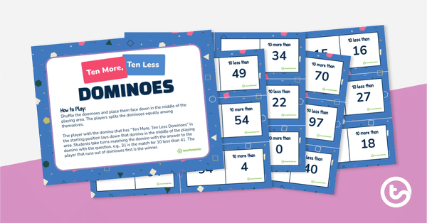 Preview image for Ten More, Ten Less Dominoes - teaching resource