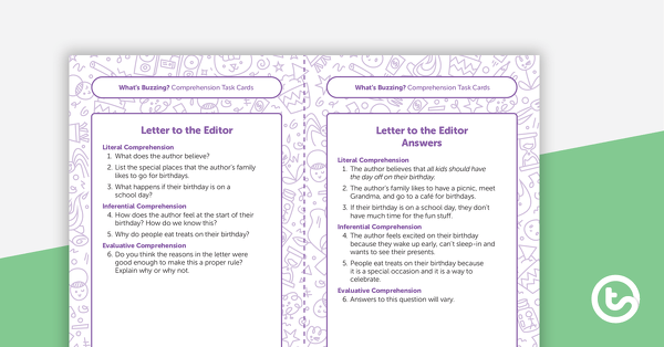 Year 1 Magazine - "What's Buzzing?" (Issue 2) Task Cards teaching resource
