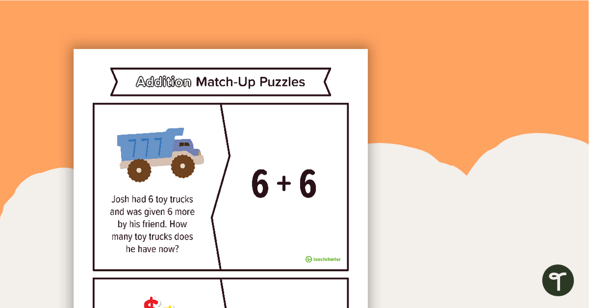 Addition Match-Up Puzzles teaching resource