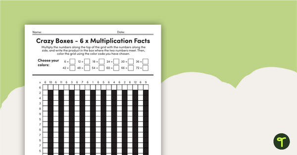 疯狂盒子的预览图像 -  6的乘法事实 - 教学资源