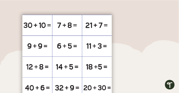 Addition Bingo - Numbers 0-50 teaching resource