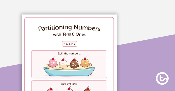 Preview image for Using Partitioning to Add Two-Digit Numbers - Poster and Worksheet - teaching resource