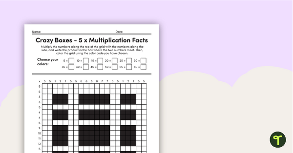 疯狂盒子的预览图像 -  5的乘法事实 - 教学资源