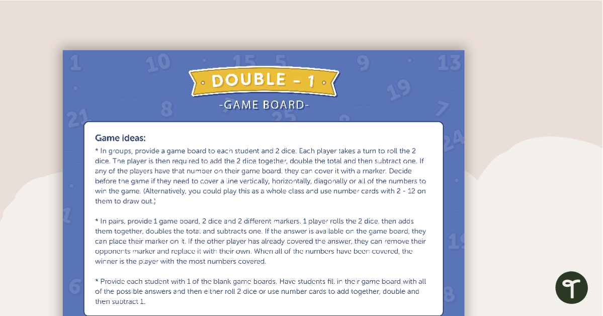 Double Minus 1 – Game Boards teaching resource