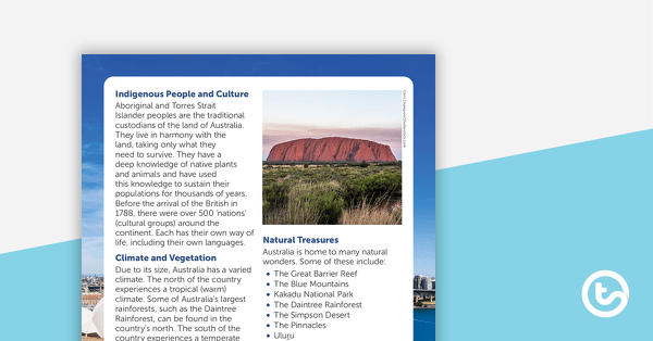 Welcome to Australia! – Worksheet teaching resource
