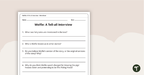 Wolfie: A Tell-all Interview – Worksheet teaching resource