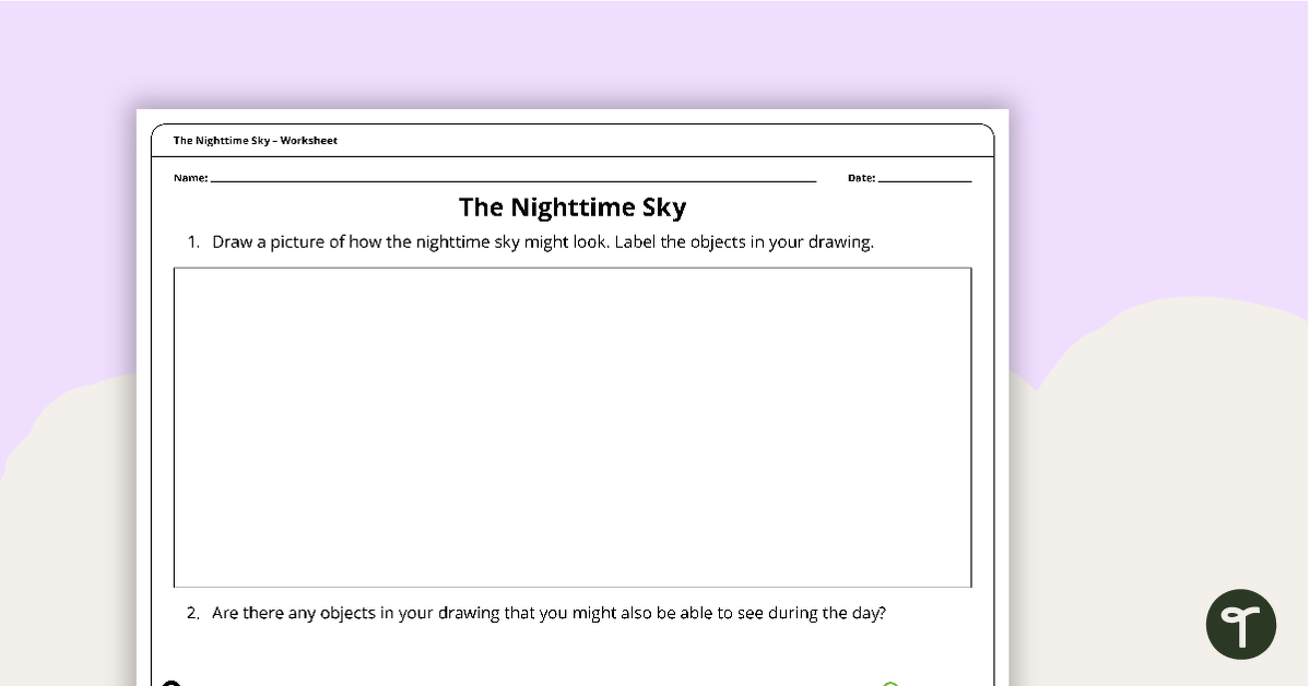 The Nighttime Sky - Worksheet teaching resource