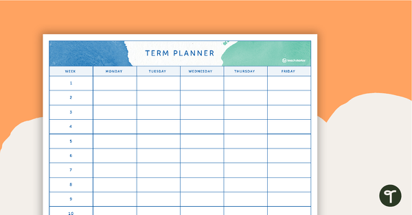 Tranquil Watercolour Printable Teacher Diary - 9, 10 and 11 Week Term Planners teaching resource