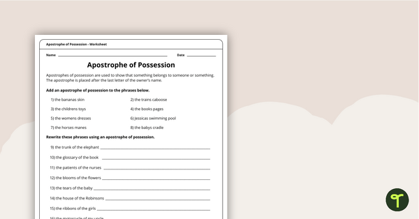 Image of Apostrophe of Possession – Worksheets
