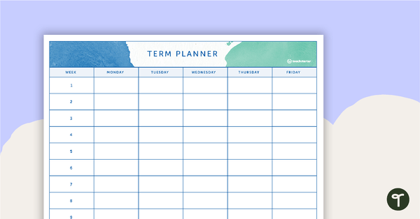 Tranquil Watercolor Printable Teacher Diary - 9, 10 and 11 Week Term Planners teaching resource
