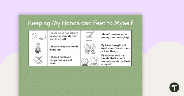 Social Stories - Keeping My Hands and Feet to Myself teaching resource
