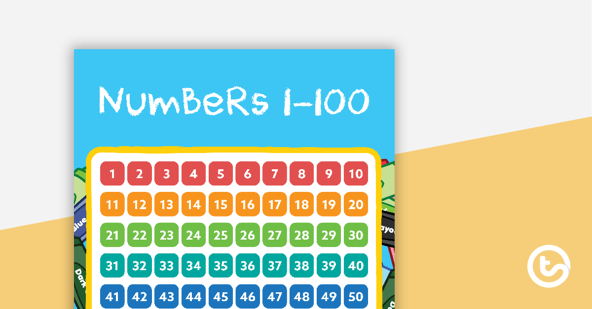Crayons - Numbers 1 to 100 Chart teaching resource