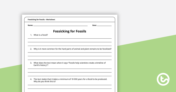 Fossicking for Fossils – Worksheet teaching resource