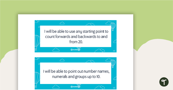 Math Learning Intention Cards teaching resource