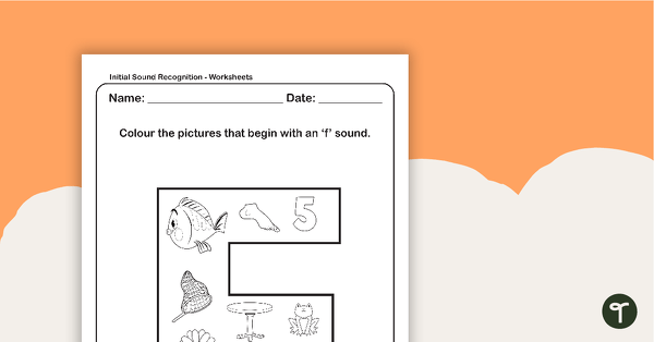 Initial Sound Recognition Worksheet - Letter F teaching resource