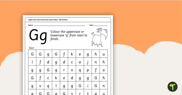 Go to Uppercase and Lowercase Letter Maze - 'Gg' teaching resource