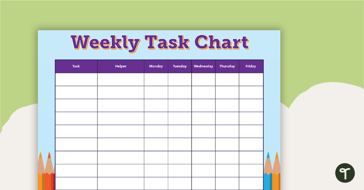 Preview image for Pencils - Weekly Task Chart - teaching resource