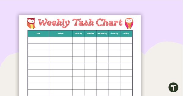 Owls - Weekly Task Chart teaching resource
