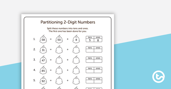 Using Partitioning to Add Two-Digit Numbers - Poster and Worksheet teaching resource