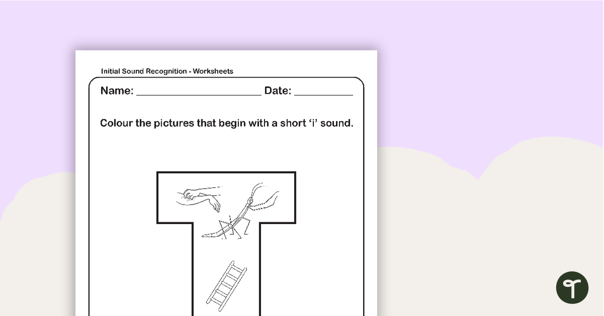 Initial Sound Recognition Worksheet - Letter I teaching resource