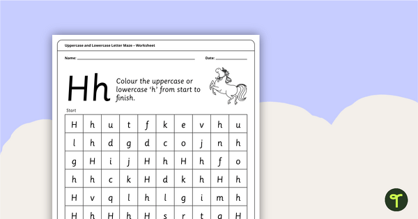 Uppercase and Lowercase Letter Maze - 'Hh' teaching resource