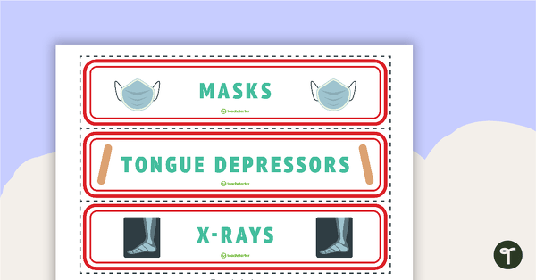 Doctor's Surgery Tray Labels teaching resource