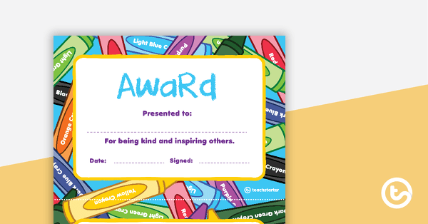 Crayons - Award Certificate teaching resource
