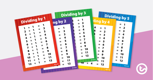 Division Facts Posters 1–12 teaching resource
