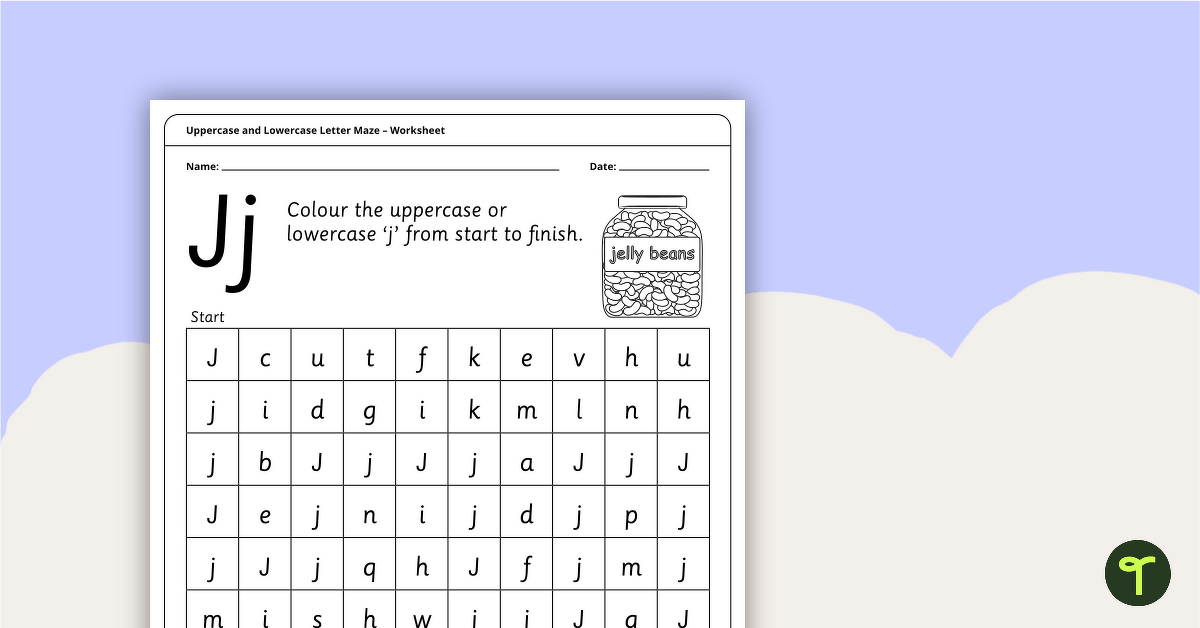 Uppercase and Lowercase Letter Maze - 'Jj' teaching resource