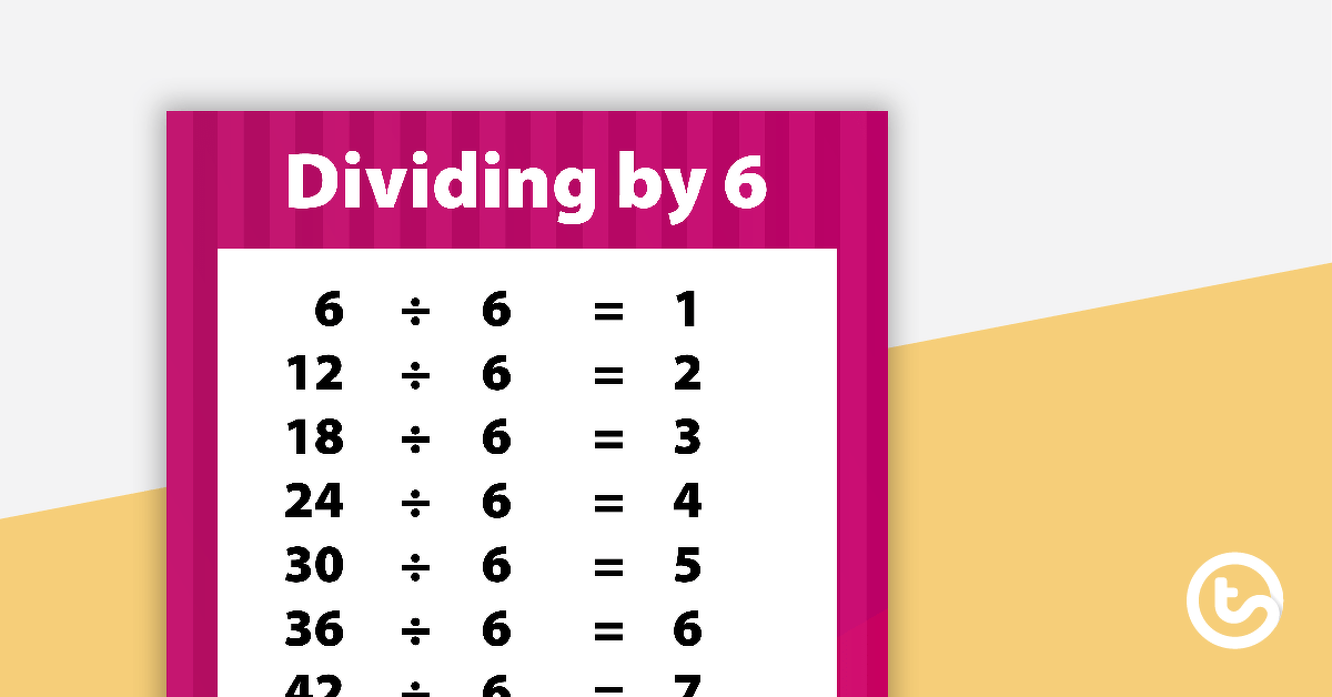 Division Facts Poster - Dividing by 6 teaching resource