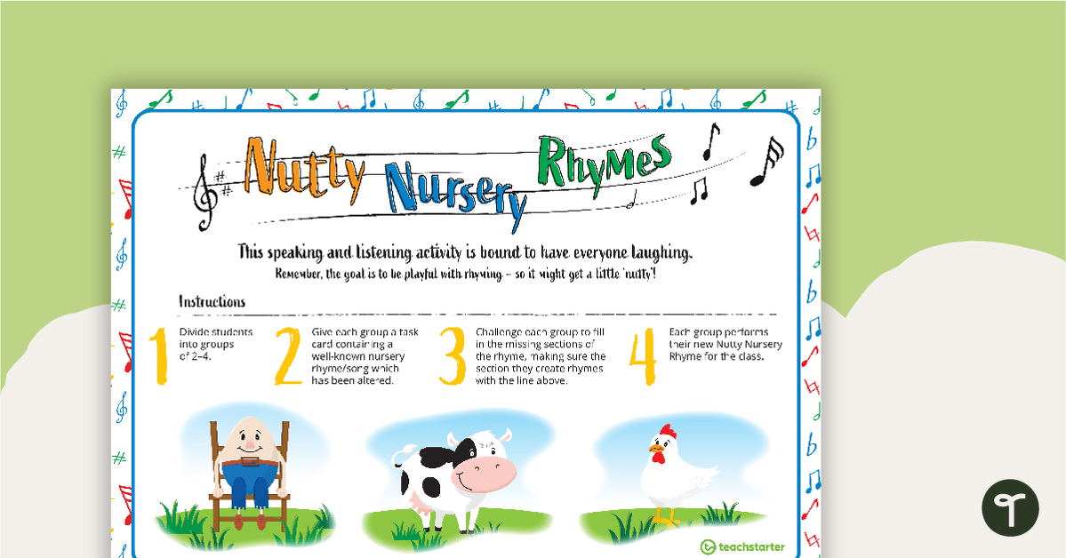 Nutty Nursery Rhymes Speaking and Listening Activity teaching resource