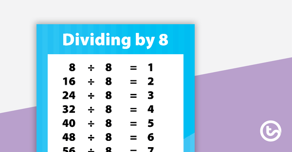 Division Facts Poster - Dividing by 8 teaching resource